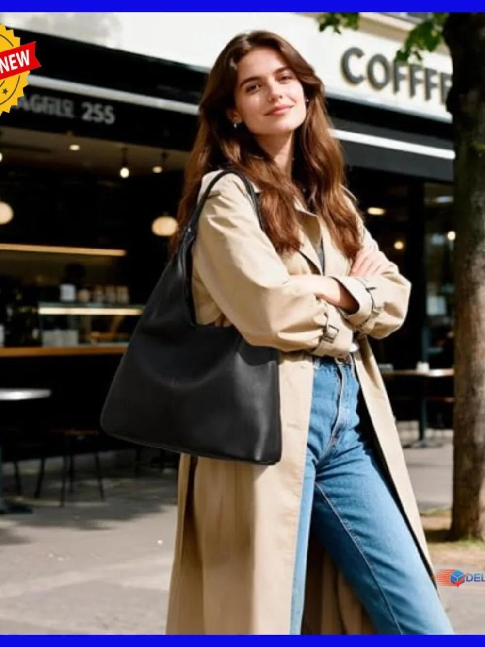 Genuine Leather Slouchy Hobo Tote Bag with Tassel Magnetic Closure